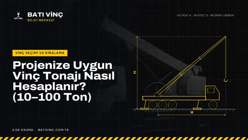 Batı Vinç Bilgi Merkezi kapak görseli: Projenize Uygun Vinç Tonajı Nasıl Hesaplanır? (10–100 Ton)