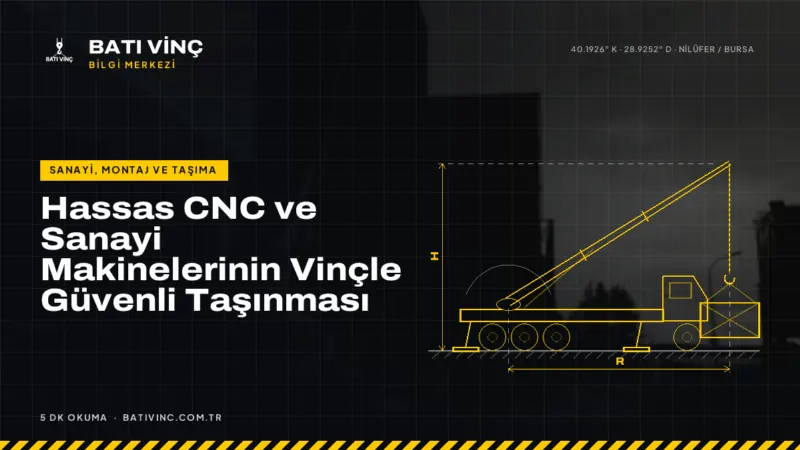 Batı Vinç Bilgi Merkezi kapak görseli: Hassas CNC ve Sanayi Makinelerinin Vinçle Güvenli Taşınması